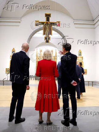 Britain's King Charles and Queen Camilla visit the National Gallery
