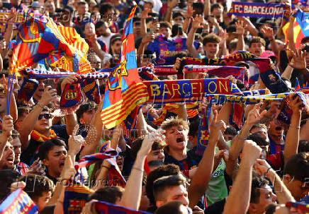 FC Barcelona celebrate winning LaLiga