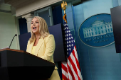 White House Press Secretary Leavitt holds a press briefing at the White House in Washington