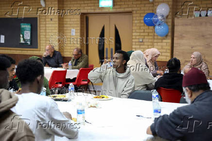 Khizra Mosque hosts a lunch as part of its Eid al-Adha celebrations, in Manchester