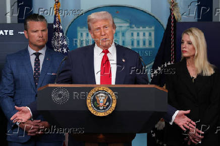U.S. President Trump meets members of the media at the White House in Washington, D.C