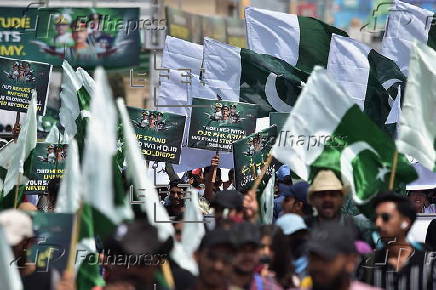University students rally in solidarity with the Pakistani armed forces in in Karachi