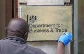 FILE PHOTO: The entrance to the British government Department of Business & Trade