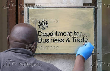 FILE PHOTO: The entrance to the British government Department of Business & Trade