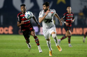 Santos e Flamengo na Vila Belmiro, em São Paulo, pelo Brasileirão 2025