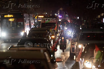 Protest in solidarity with Palestinians in Gaza, in Santiago