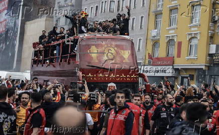 Galatasaray SK celebrate winning the Turkish Super League Championship