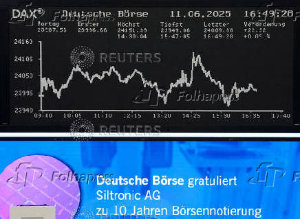 The German DAX share price index graph is displayed at the stock exchange in Frankfurt