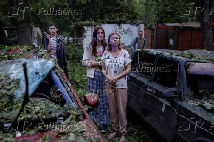 Aftermath of a Russian drone strike in Kyiv