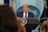 U.S. President Trump speaks to the media at the White House in Washington
