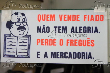 Placa de fiado em estabelecimento