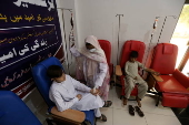 Blood transfusion of patients on World Thalassemia Day in Pakistan