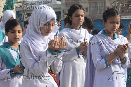 Pakistani students hold protest following India's missile strikes in Pakistan