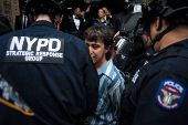 Anti-Trump and billionaire protest in midtown Manhattan in New York City