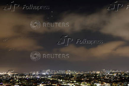 Missiles launched from Iran towards Israel are seen from Ashkelon
