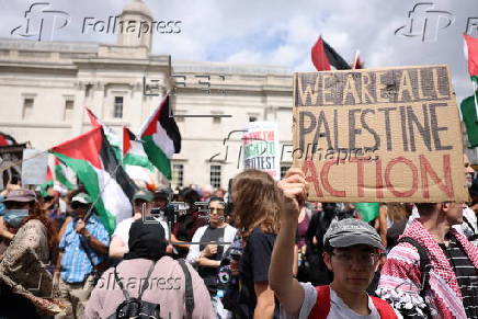 Demonstrators rally for Palestine Action amid UK ban threat