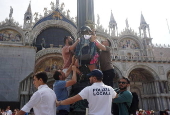 Protest against US entrepreneur Jeff Bezos' wedding in Venice
