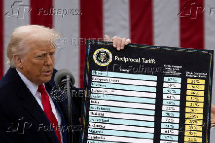 FILE PHOTO: U.S. President Trump delivers remarks on tariffs, at the White House