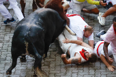 Los peligrosos Cebada Gago protagonizan el segundo encierro de los Sanfermines