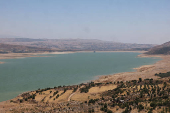A general view of the drought-stricken Lake Qaraoun, according to The Litani River National Authority, Lebanon's largest reservoir on the Litani River, near Qaraoun village