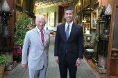 Paraguay's President Santiago Pena Palacios meets with Britain's King Charles during an audience at Windsor Castle