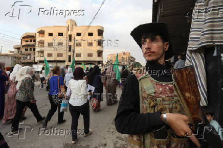 Syrian Kurds attend protest in solidarity with people in Sweida, in Qamishli