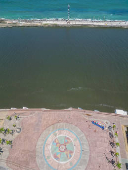 Vista aérea do marco Zero,  situado no bairro Recife Antigo