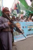 Supporters of Mutahida Qabail Federation protest against India in Quetta