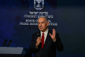 Israeli Prime Minister Netanyahu speaks attends a press conference, in Jerusalem