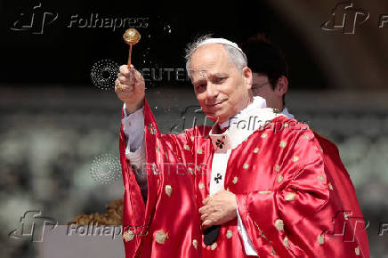 Pope Leo XIV leads the mass for the Jubilee of the Ecclesial Movements, at the Vatican