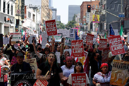 Protest against U.S. President Donald Trump's policies, in Los Angeles