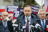 Polish presidential candidatee Karol Nawrocki campaigns in Wegrow
