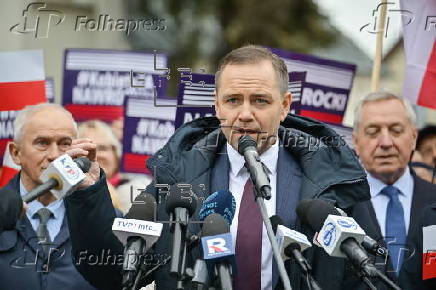 Polish presidential candidatee Karol Nawrocki campaigns in Wegrow