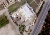 A satellite image shows Jamia Masjid Subhan Allah following airstrikes in Bahawalpur