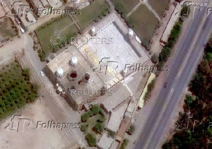 A satellite image shows Jamia Masjid Subhan Allah following airstrikes in Bahawalpur