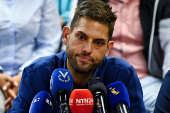 Opposition former governor candidate for Miranda State, Requesens, addresses the media, in Caracas