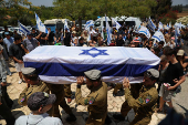 Funeral of Israeli soldier Staff sergeant Yoav Raver, in Sde Warburg