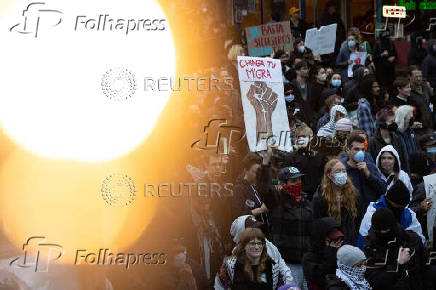 Protest against federal immigration sweeps, in San Francisco