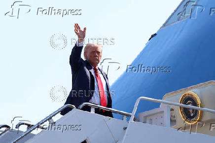 U.S. President Donald Trump departs for Scotland