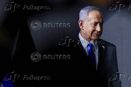Israeli Prime Minister Benjamin Netanyahu attends the U.S. Independence Day reception, hosted by Newsmax, in Jerusalem