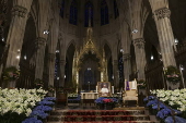 People visit St. Patrick's Cathedral to pay their respects to the late Pope Francis