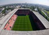 A drone view shows Roazhon Park, home of Stade Rennes
