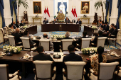 Indonesian President Prabowo Subianto speaks during meeting with Bill Gates and Indonesian authorities at the Merdeka Palace in Jakarta