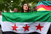 Protest against the visit of Syria's President Ahmed al-Sharaa in Paris