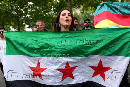 Protest against the visit of Syria's President Ahmed al-Sharaa in Paris