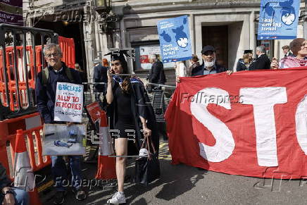 Pro-Palestinian protest outside Barclays annual general meeting in London