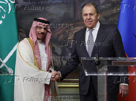 Russia's Foreign Minister Sergei Lavrov meets with Saudi Arabia's Foreign Minister Prince Faisal bin Farhan Al Saud in Moscow