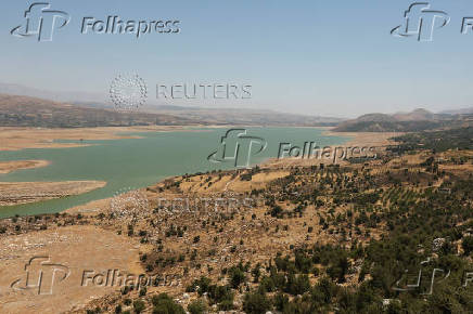 A general view of the drought-stricken Lake Qaraoun, according to The Litani River National Authority, Lebanon's largest reservoir on the Litani River, near Qaraoun village