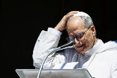 Pope Leo XIV leads the Angelus prayer in Castel Gandolfo