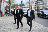 Germany's Defence Minister Boris Pistorius arrives for coalition talks in Berlin